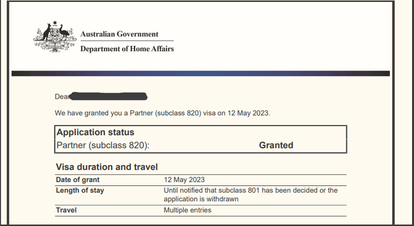 Partner Visa - subclass 820